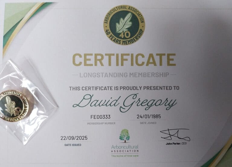 40 years in the Arboricultural Association..